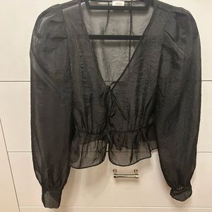 Black Aritzia sheer blouse